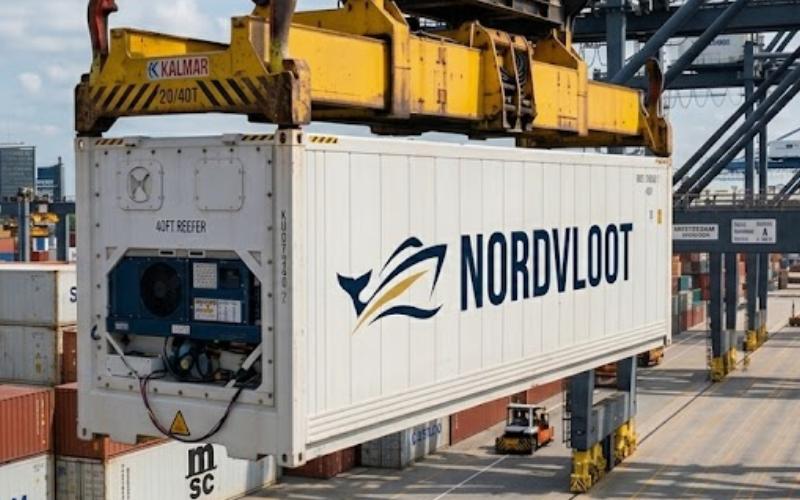 NORDVLOOT container loading and unloading operations at Rotterdam port
